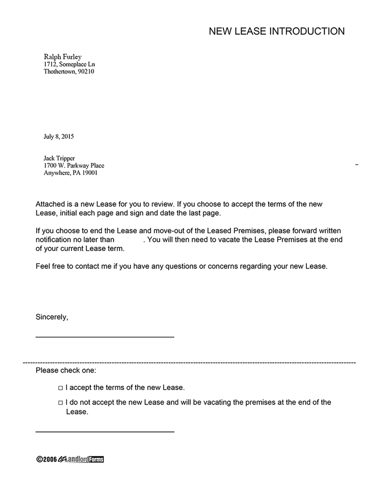 New Lease Introduction EZ Landlord Forms