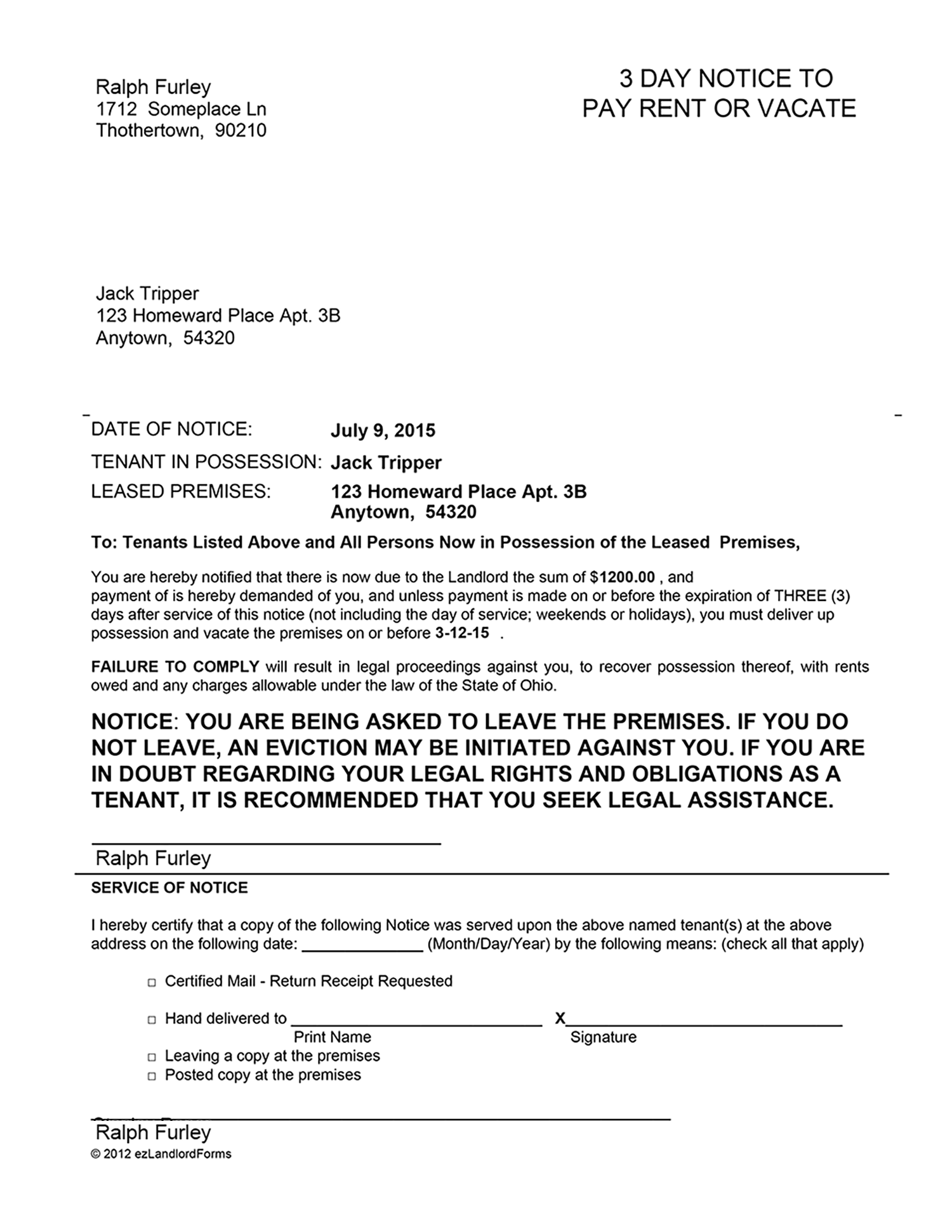 3 Day Notice To Pay Or Vacate Template from www.ezlandlordforms.com