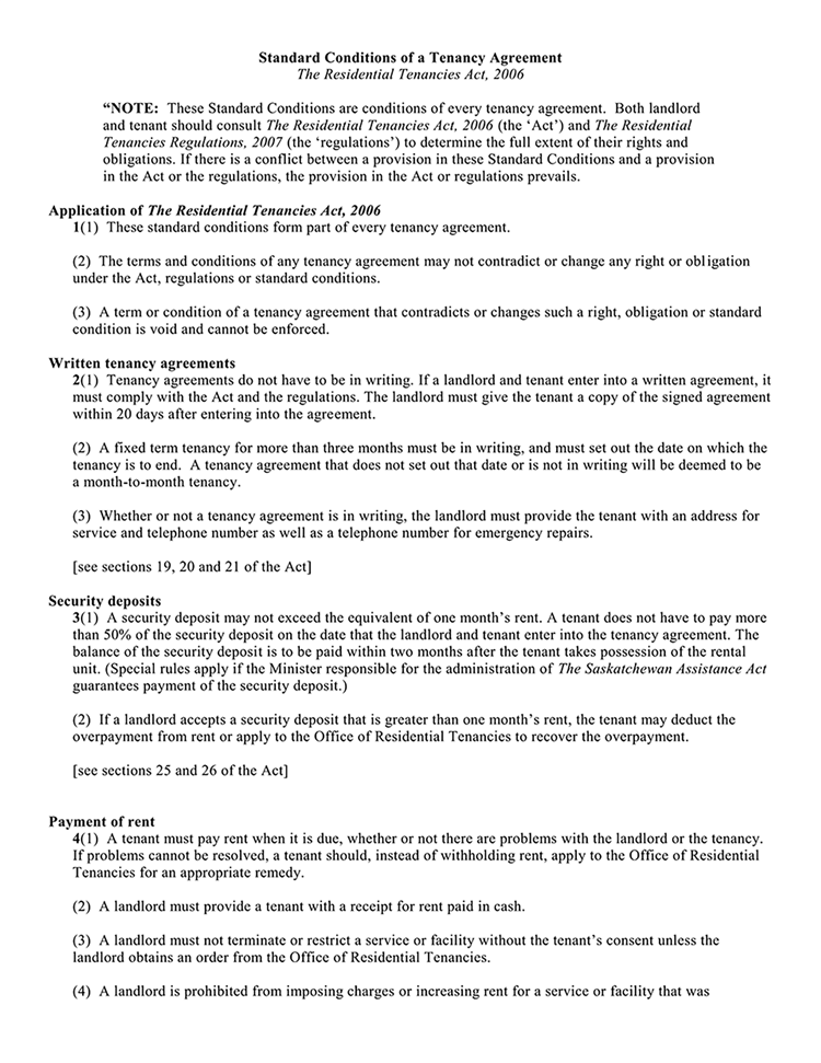 saskatchewan standard terms and