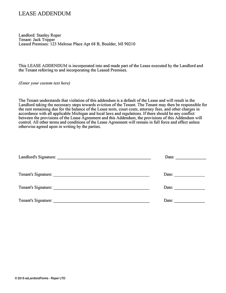 Lease Addendum Template  EZ Landlord Forms