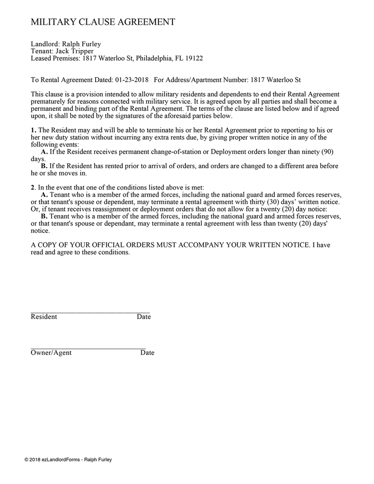 lease addendum template