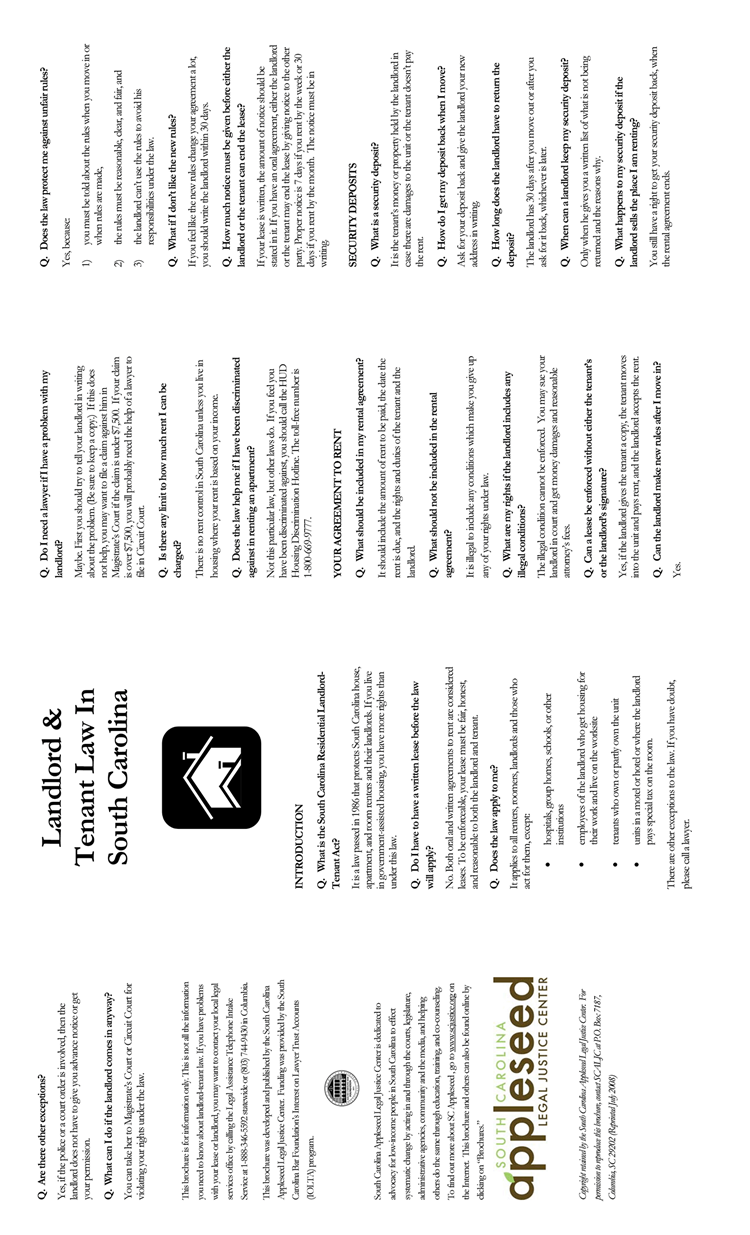 South Carolina Eviction Pamphlet EZ Landlord Forms