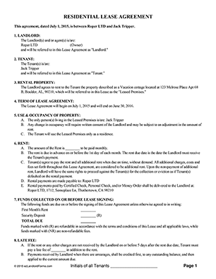 rental lease agreement rental