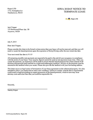 iowa 30 day notice to terminate lease