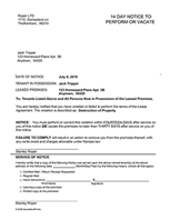 Sample letter giving notice to tenant