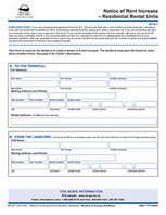 free rent increase forms