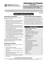 Summary of Washington State and City of Seattle Landlord/Tenant Regulations 