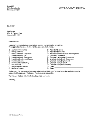 landlord rental forms real estate legal ez landlord forms rental application rejection letter
