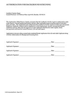 Tenant Screening Authorization for Credit & Criminal Check