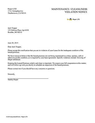 lease violation notice tenant violation notices ez landlord forms